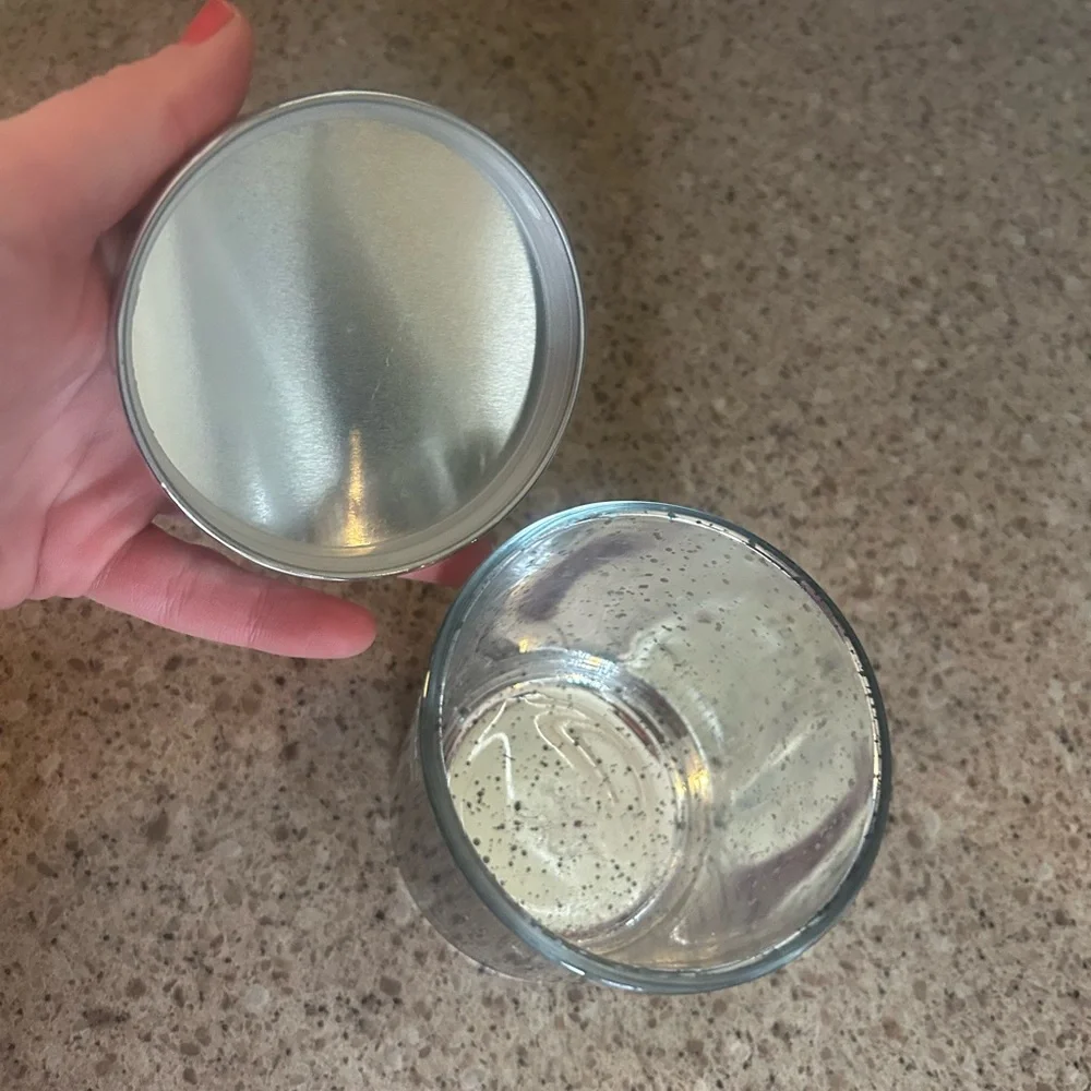 Silver Sparkle Glass Jar w/Cover
